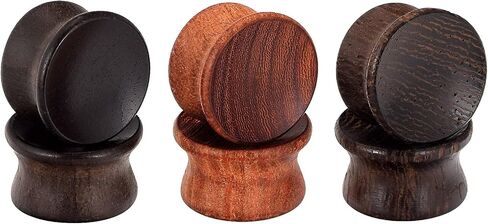 Oyaface Wood Saddle Plugs Set Natural Ear Gauges Tunnels Plugs Stretchers 0G-30mm in Kuwait