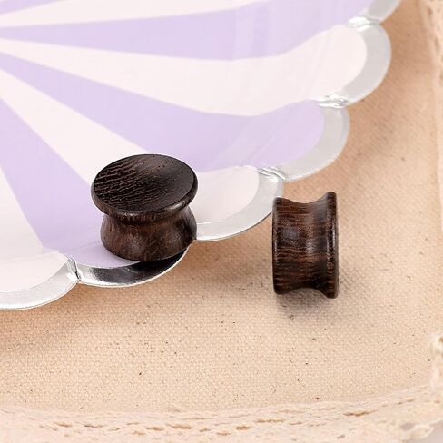 Oyaface Wood Saddle Plugs Set Natural Ear Gauges Tunnels Plugs Stretchers 0G-30mm in Kuwait
