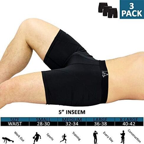 ملابس داخلية للرجال من Temple Tape Compression - سراويل داخلية بوكسر للأداء الرياضي 3 عبوات in Kuwait