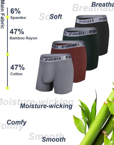 Jimonda Soft Underwear Pack Mens Breathable Bamboo Rayon & Copper Fibre Boxer Briefs Fly Front with Pouch in Saudi Arabia