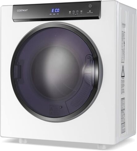 COSTWAY Compact Portable Dryer, Stainless Steel Clothes Dryer with Touch Panel, 2 Modes, 3 Heating Powers and Adjustable Exhaust Vent, 8.8 LBS Front Load Tumble Laundry Dryer for Apartment, Dorm and Home, 1400W, White in Kuwait