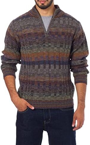 NOVICA Men's 100% alpaca sweater, Traveler' in Saudi Arabia