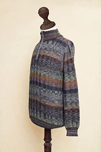 NOVICA Men's 100% alpaca sweater, Traveler' in Saudi Arabia