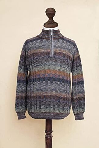 NOVICA Men's 100% alpaca sweater, Traveler' in Saudi Arabia