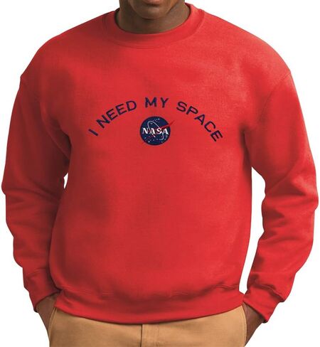 Men's NASA I Need My Space Insignia Embroidered Crewneck Sweatshirt in Saudi Arabia