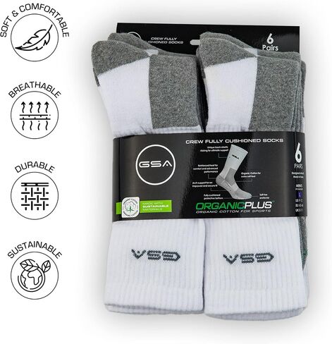 GSA OrganicPlus Cotton, Crew Men’s Performance Socks in Saudi Arabia