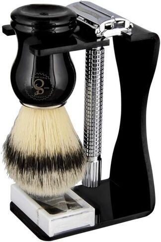 مجموعة الحلاقة الكلاسيكية Suavecito للرجال، فرشاة حلاقة للرجال، ماكينة حلاقة، 5 شفرات، حامل حامل عتيق in Kuwait