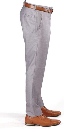 Slim Fit Mens Dress Pants Formal Slacks Flat Front No Pleats in Kuwait