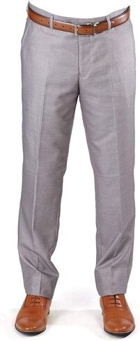 Slim Fit Mens Dress Pants Formal Slacks Flat Front No Pleats in Kuwait