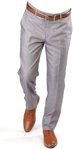 Slim Fit Mens Dress Pants Formal Slacks Flat Front No Pleats in Kuwait