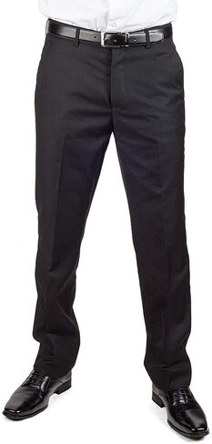 Slim Fit Mens Dress Pants Formal Slacks Flat Front No Pleats in Kuwait