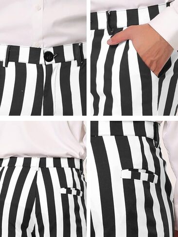 Lars Amadeus Men's Striped Pants Casual Skinny Fit Color Block Pencil Dress Trousers in Saudi Arabia