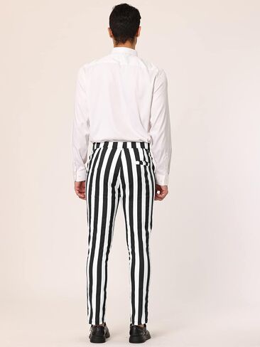 Lars Amadeus Men's Striped Pants Casual Skinny Fit Color Block Pencil Dress Trousers in Saudi Arabia