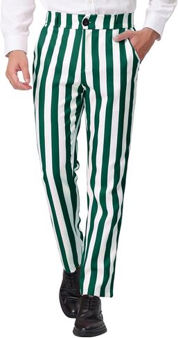 Lars Amadeus Men's Striped Pants Casual Skinny Fit Color Block Pencil Dress Trousers in Saudi Arabia
