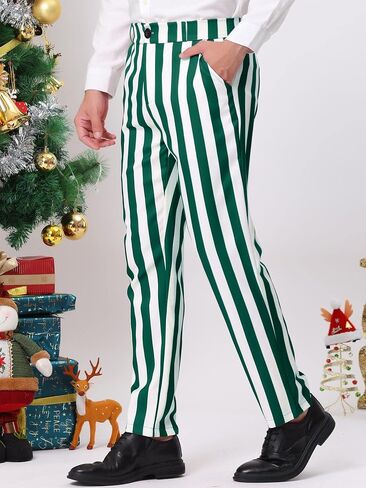 Lars Amadeus Men's Striped Pants Casual Skinny Fit Color Block Pencil Dress Trousers in Saudi Arabia