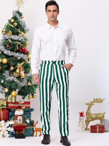 Lars Amadeus Men's Striped Pants Casual Skinny Fit Color Block Pencil Dress Trousers in Saudi Arabia
