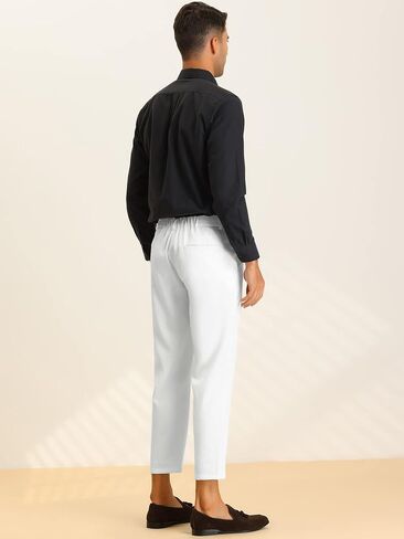 Lars Amadeus Men's Cropped Dress Pants Flat Front Solid Ankle-Length Trousers in Saudi Arabia