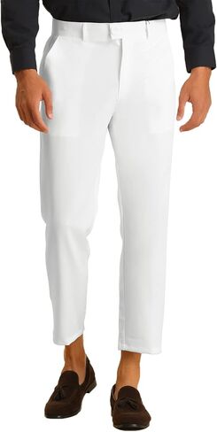 Lars Amadeus Men's Cropped Dress Pants Flat Front Solid Ankle-Length Trousers in Saudi Arabia