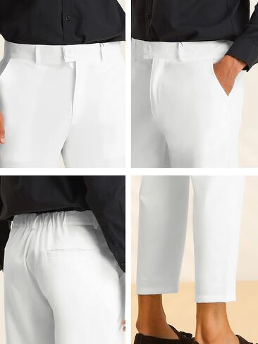 Lars Amadeus Men's Cropped Dress Pants Flat Front Solid Ankle-Length Trousers in Saudi Arabia