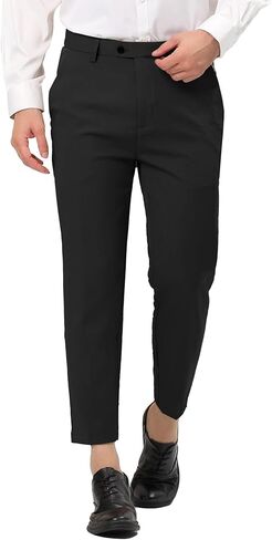 Lars Amadeus Men's Cropped Dress Pants Flat Front Solid Ankle-Length Trousers in Saudi Arabia