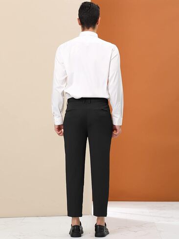 Lars Amadeus Men's Cropped Dress Pants Flat Front Solid Ankle-Length Trousers in Saudi Arabia