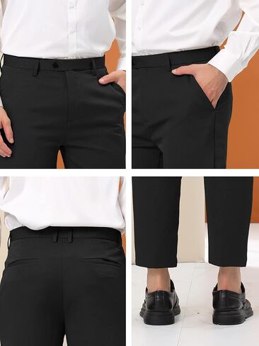 Lars Amadeus Men's Cropped Dress Pants Flat Front Solid Ankle-Length Trousers in Saudi Arabia