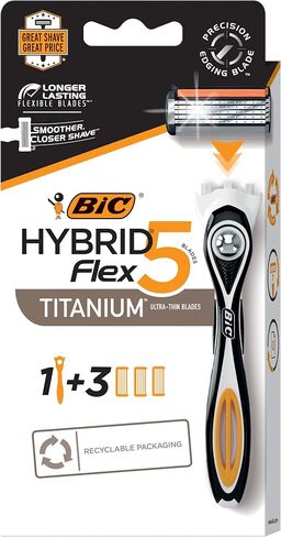 Bic Flex 5 Hybrid Razor - 1 Count Handle & 3 Count Cartridges Per Package - Pack of 2 Packages in Kuwait
