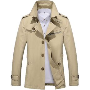 Cicilin Men's Trench Coat Lightweight Mid-Length Slim Windbreaker Cotton Jackets in Kuwait