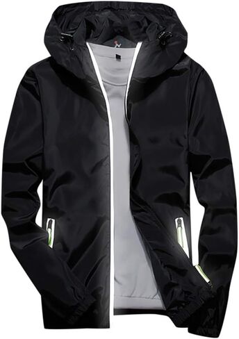 Ymosrh Mens Waterproof Jacket Color Plus Size Hoodie Reflective Zipper Outdoor Sport Coat Flannel Jackets for Men in Saudi Arabia