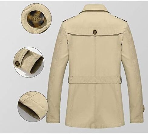 Cicilin Men's Trench Coat Lightweight Mid-Length Slim Windbreaker Cotton Jackets in Kuwait
