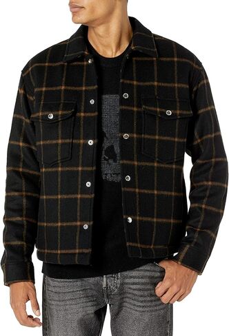 The Kooples Men's Black Wool Jacket with Check Motif in Saudi Arabia