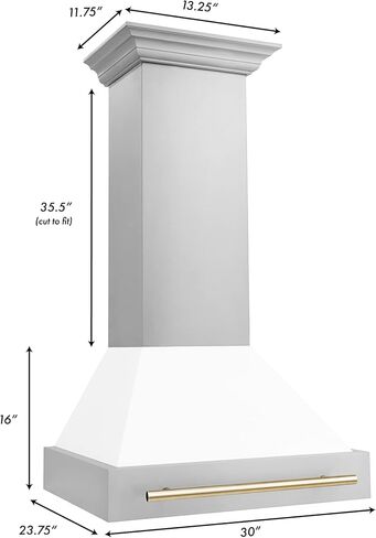 30" ZLINE Autograph Edition Stainless Steel Range Hood with White Matte Shell and Gold Handle in Saudi Arabia