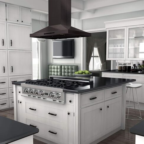 ZLINE 48" Convertible Vent Island Mount Range Hood in Black Stainless Steel (BSGL2iN-48) in Saudi Arabia