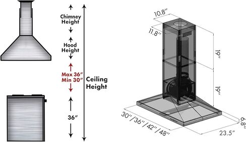 ZLINE 48" Convertible Vent Island Mount Range Hood in Black Stainless Steel (BSGL2iN-48) in Saudi Arabia