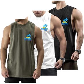 InleaderStyle Men's Workout Tank Tops Cotton Gym Cut Off Sleeveless T Shirt Bodybuilding Fitness Muscle Athletic Tank Tops in Saudi Arabia
