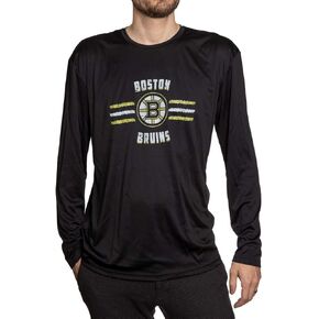 Calhoun Men's Officially Licensed NHL Distressed Lines Long Sleeve Performance Rashguard Wicking Shirt