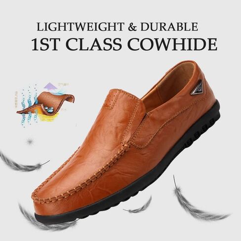 HESBITEUL Cowhide Leather Penny Loafers for Men Slip On Dress Driving Moccasins Casual Boat Shoes in Saudi Arabia