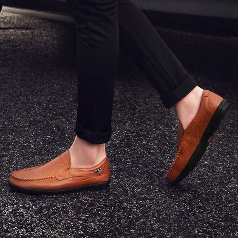 HESBITEUL Cowhide Leather Penny Loafers for Men Slip On Dress Driving Moccasins Casual Boat Shoes in Saudi Arabia