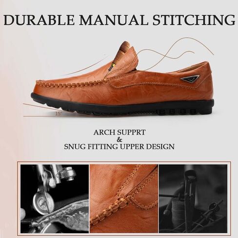 HESBITEUL Cowhide Leather Penny Loafers for Men Slip On Dress Driving Moccasins Casual Boat Shoes in Saudi Arabia