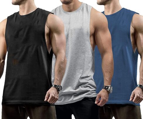 InleaderStyle Men's Workout Tank Tops Cotton Gym Cut Off Sleeveless T Shirt Bodybuilding Fitness Muscle Athletic Tank Tops in Saudi Arabia
