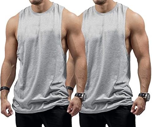 InleaderStyle Men's Workout Tank Tops Cotton Gym Cut Off Sleeveless T Shirt Bodybuilding Fitness Muscle Athletic Tank Tops in Saudi Arabia