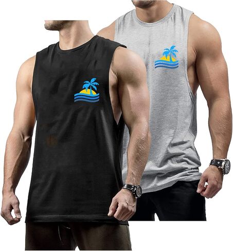 InleaderStyle Men's Workout Tank Tops Cotton Gym Cut Off Sleeveless T Shirt Bodybuilding Fitness Muscle Athletic Tank Tops in Saudi Arabia