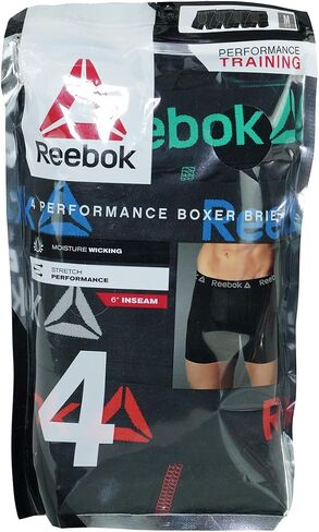 Reebok Performance Boxer Brief - 4-Pack - Men's Black/Black/Black/Black, L in Saudi Arabia