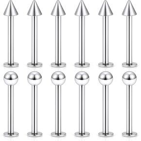 SCERRING 12PCS 16g Stainless Steel 3mm Balls & Spikes Labret Monroe Lip Tragus Cartilage Helix Earring Ring Body Piercing Jewelry 6-12mm in Saudi Arabia