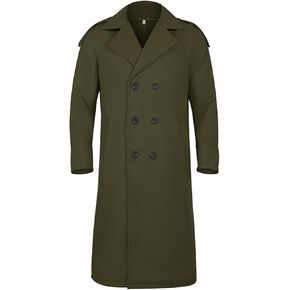 Men's Full Length Winter Trench Coat Double Breasted Wool Blend Long Windbreaker Notch Lapel Peacoat Overcoat in Kuwait