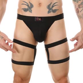 Men's Athletic Jockstrap Underwear Hollow Out Low Rise Strappy Cutout Bikini Jock Strap Rave Underpants with Leg Band in Saudi Arabia