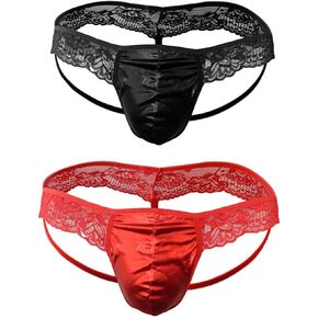 Men's Pouch Lace Frilly Sissy Thong Panties Bikini Briefs T-back Thongs G-string Underwear in Saudi Arabia