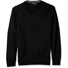 Nautica Men's Long Sleeve Solid Classic V-Neck Sweater in Kuwait