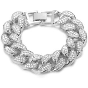 Halukakah Cuban Link Chain for Men Iced Out,15/20MM Men's Gold Chain Miami Choker Necklace 16"/18"/20"/22"/24"/30"/35" Bracelet 7"/8"/9" in 18kt Real Gold/Platinum White Gold Plated,Full Cz Diamond Cut Prong Set,Gift for Him