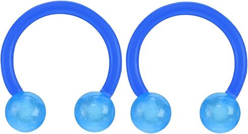 16GA Glow in The Dark Flexible Horseshoe Circular Barbells, Sold as a Pair (Blue) in Kuwait